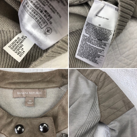 Banana Republic wool suede Moto sweater jacket - Picture 6 of 8